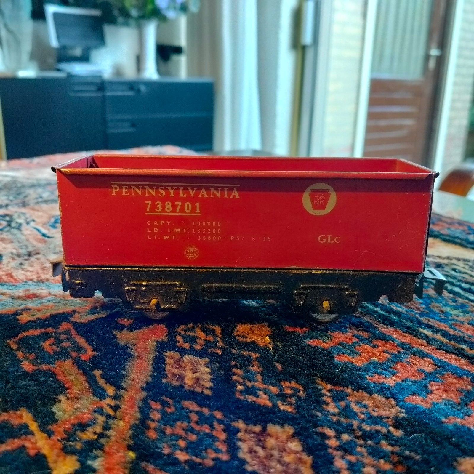 Pre-WWII MARX TIN TRAIN 1939 PRR Kolenwagen 738701 Rood, Ophalen of Verzenden, Gebruikt, Gelijkstroom, Overige merken
