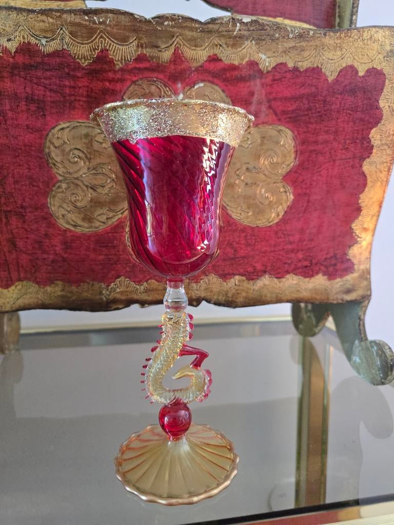 Prachtige antieke Murano glazen beker, jaren 1950 - Italië, Ophalen of Verzenden