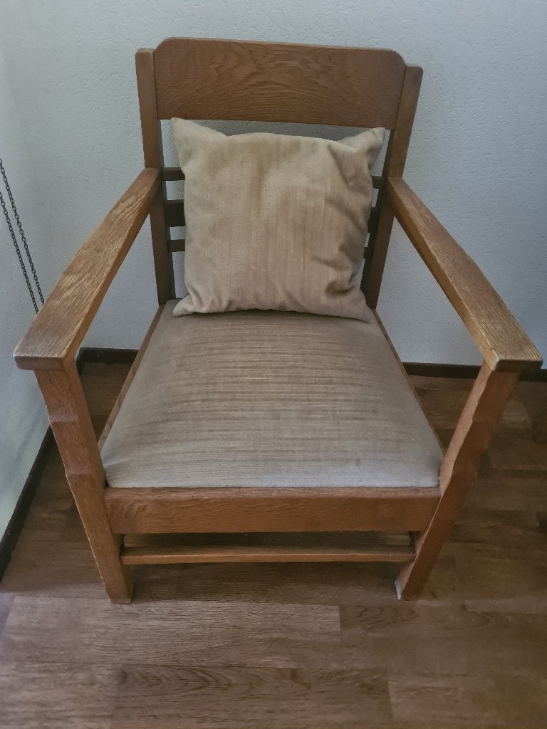 Houten Art deco fauteuil (stijl Amsterdamse school) + kussen, Ophalen