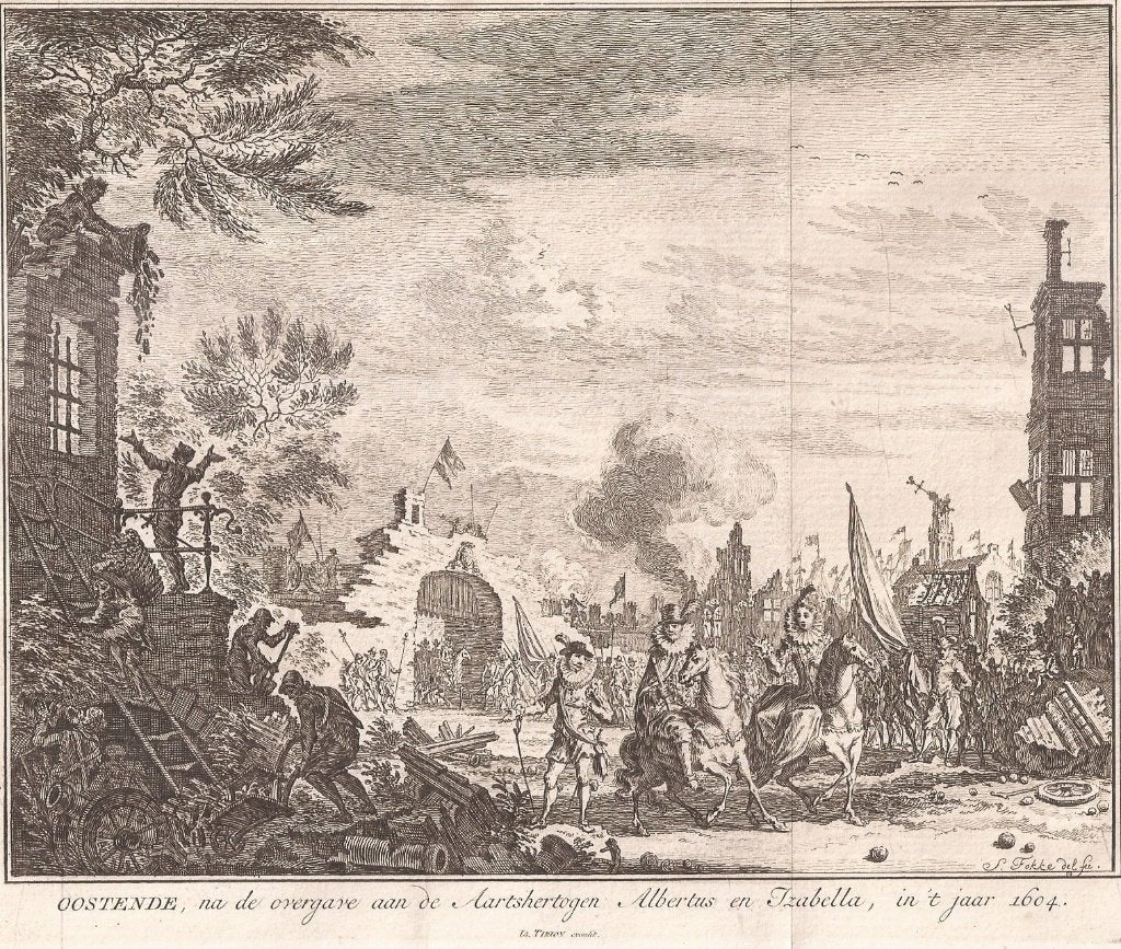 Oostende na overgave aan Aartshertogen Albertus en Izabella, Origineel, 19 cm, Militair, Ophalen of Verzenden