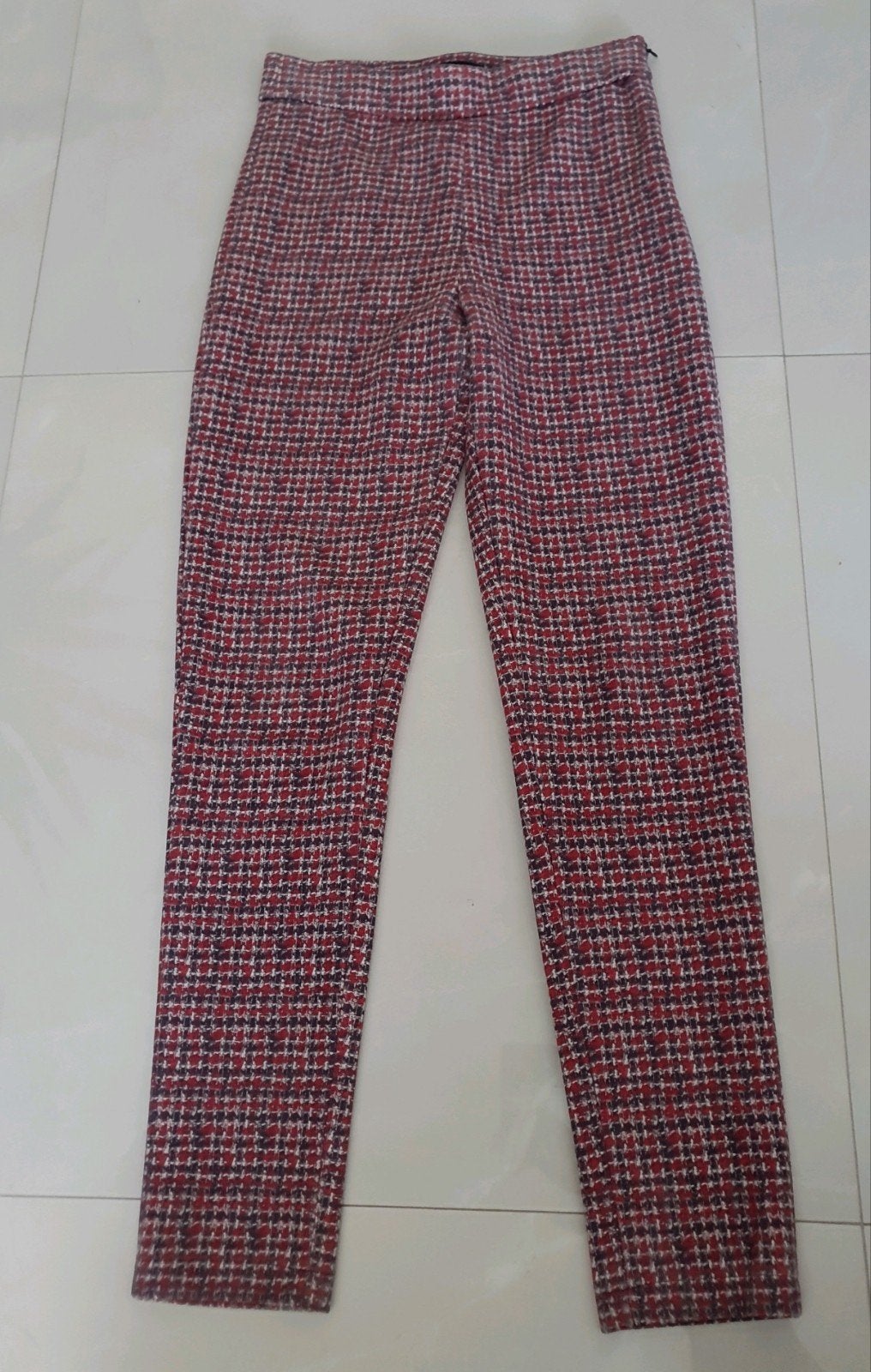 Zara broek met pied-de-poule patroon - Maat S, Zara, Ophalen of Verzenden, Maat 36 (S), Rood