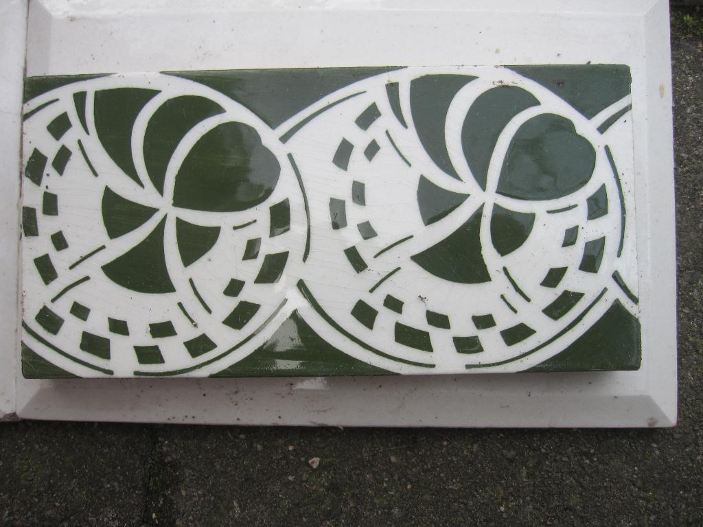 48 stuks antieke hollands groene randtegels 7,5x15cm