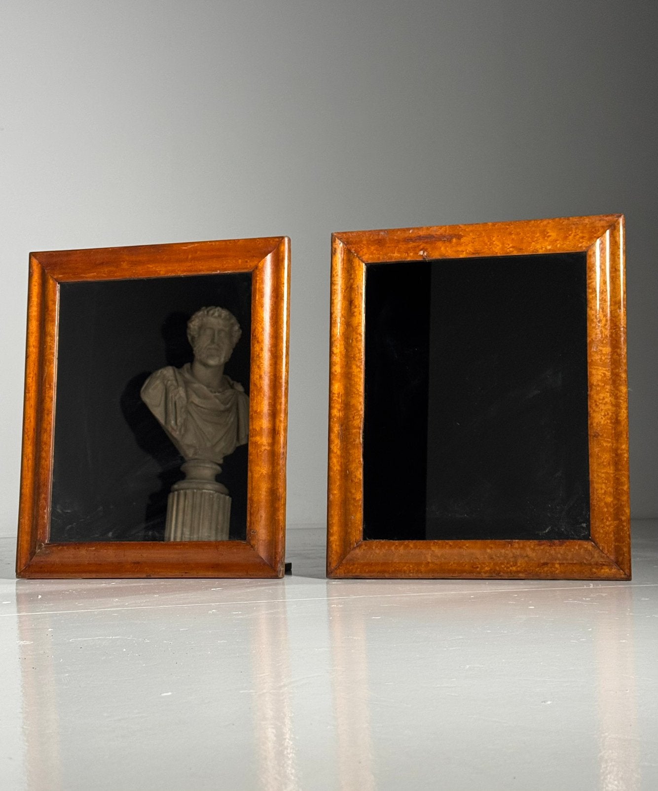 Set van 2 antieke spiegels, Ophalen of Verzenden, Rechthoekig, Minder dan 50 cm