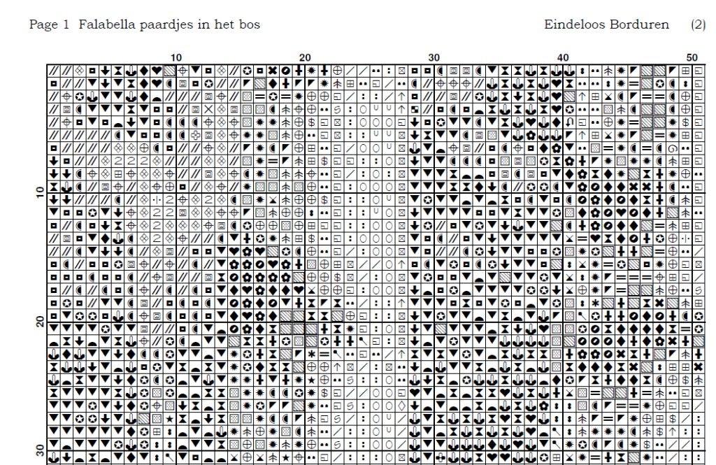 Borduurpatroon: Falabella paardjes in het bos, Zwolle, Patroon, Verzenden, Eindeloos Borduren
