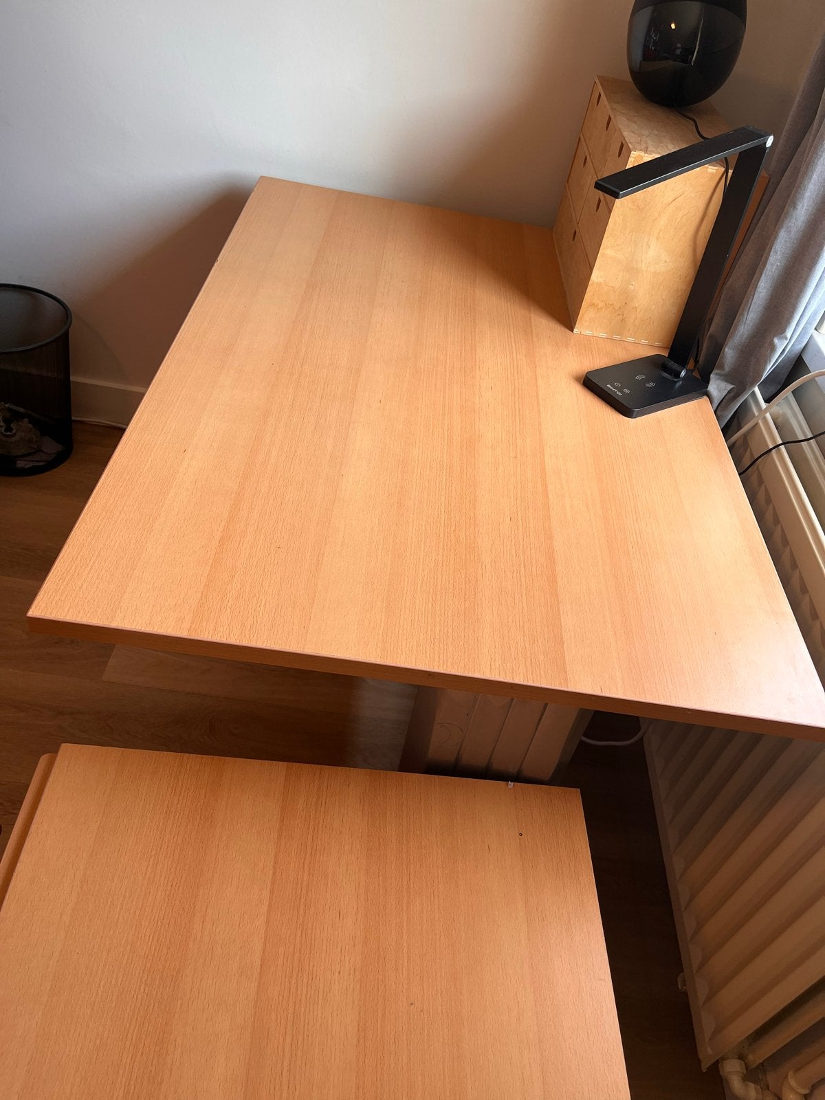 Bureau met ladekast - Eiken, stalen poot, kabelgoten, Ophalen, Gebruikt, Hout, Kabelgoot