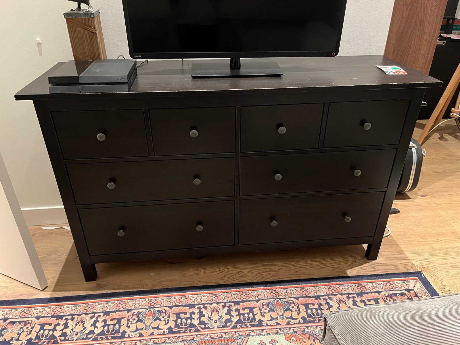 IKEA Hemnes ladekast zwartbruin, Ophalen, Gebruikt, 5 laden of meer, 150 tot 200 cm