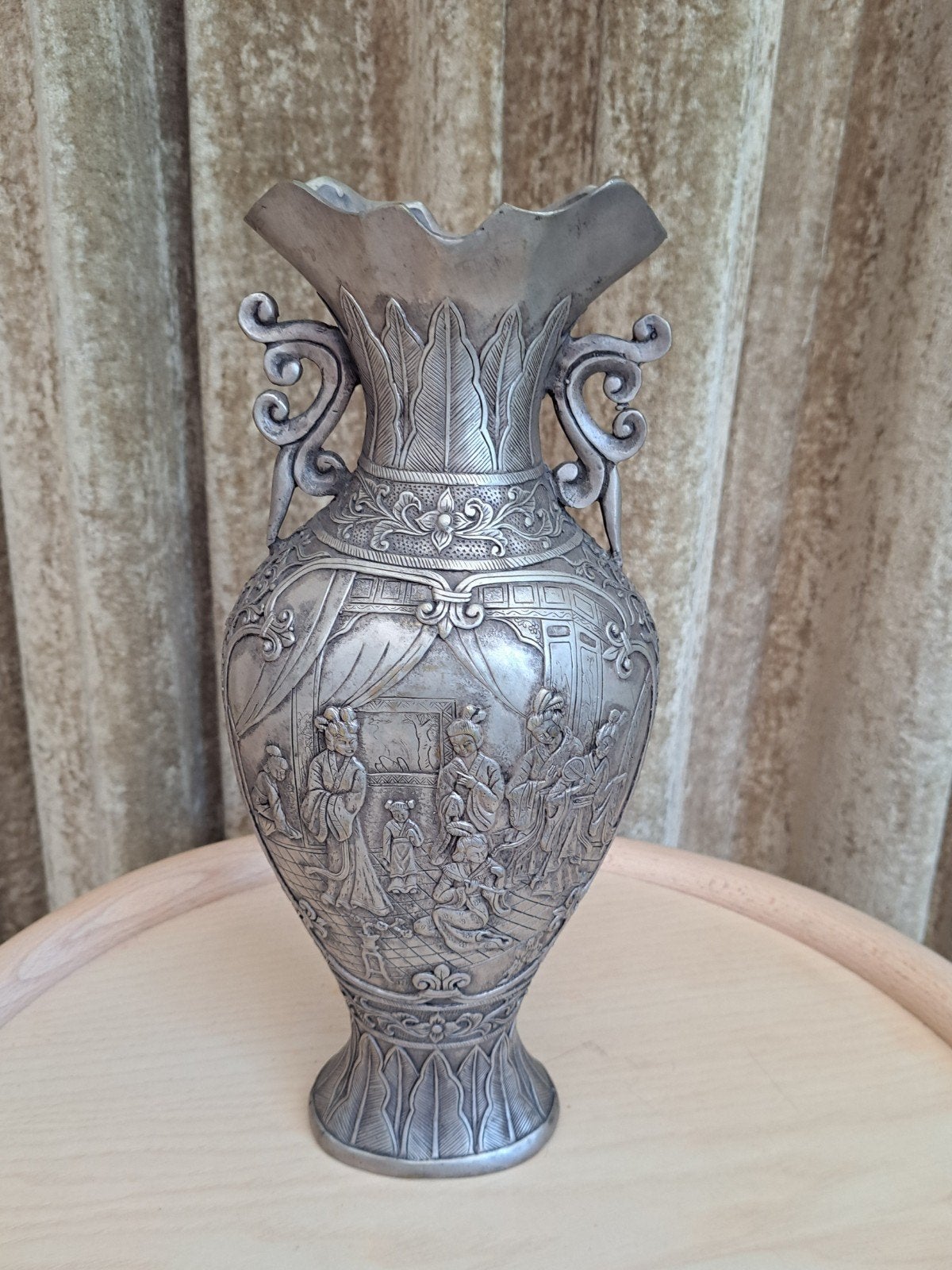 Chinese Kut Hing pewter vaas – 吉興點銅 – ca. 39 cm / 1.964 g, Ophalen of Verzenden