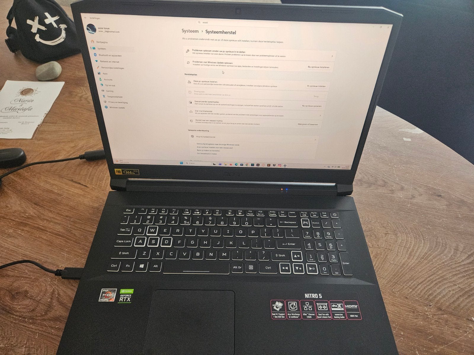 Acer Nitro 5 AN517-41 Gaming Laptop - AMD Ryzen 7, RTX 3060, Gebruikt, Met videokaart, Qwerty, Ophalen of Verzenden
