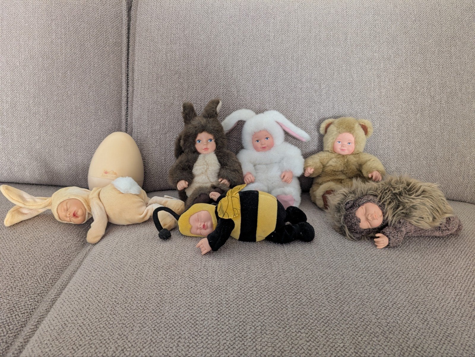 Anne Geddes babypoppen diertjes set van 6, Ophalen of Verzenden