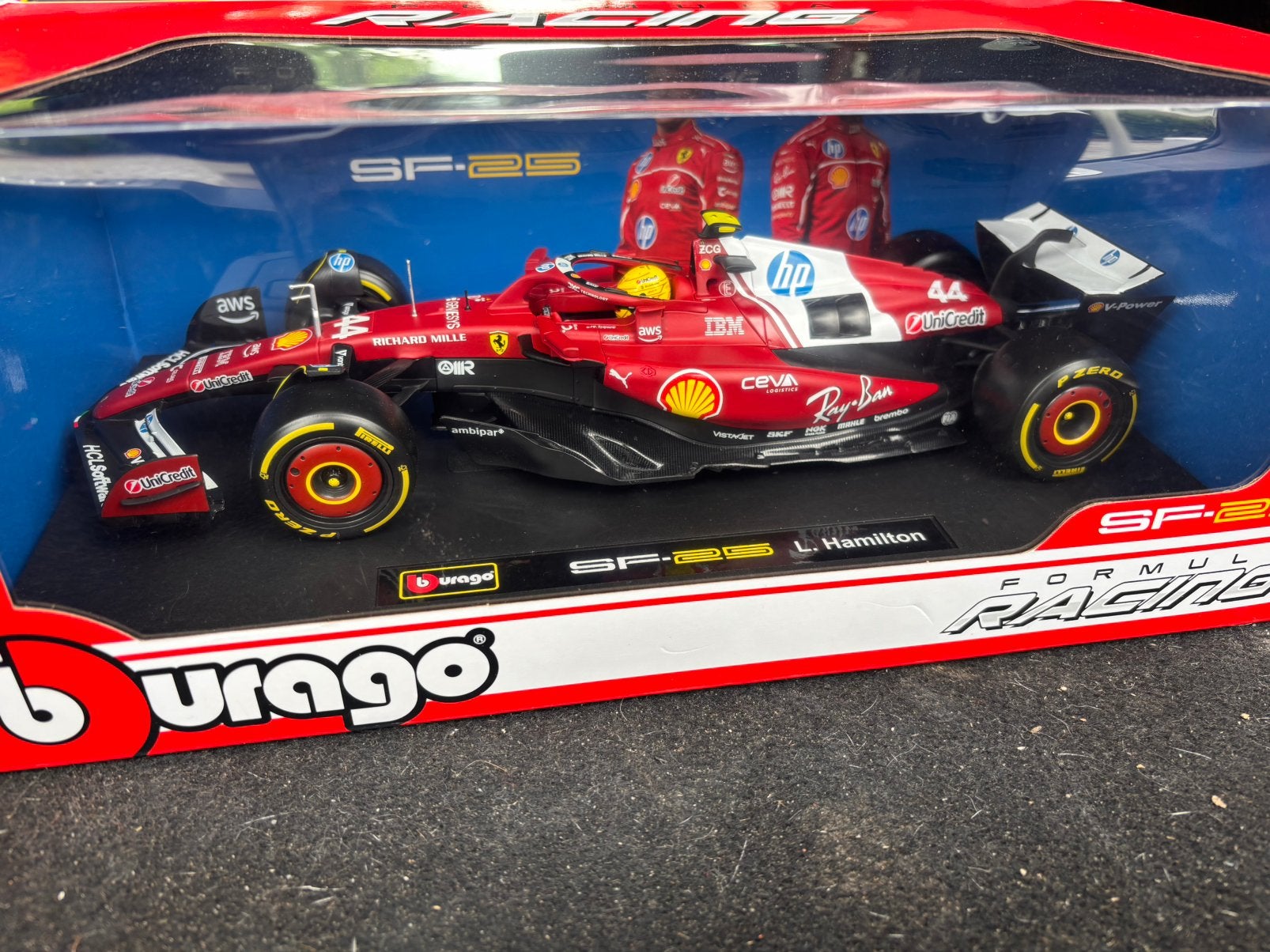 Ferrari SF-25 Hamilton Burago 1:18 ! C4F, ., Burago, Nieuw, Ophalen of Verzenden