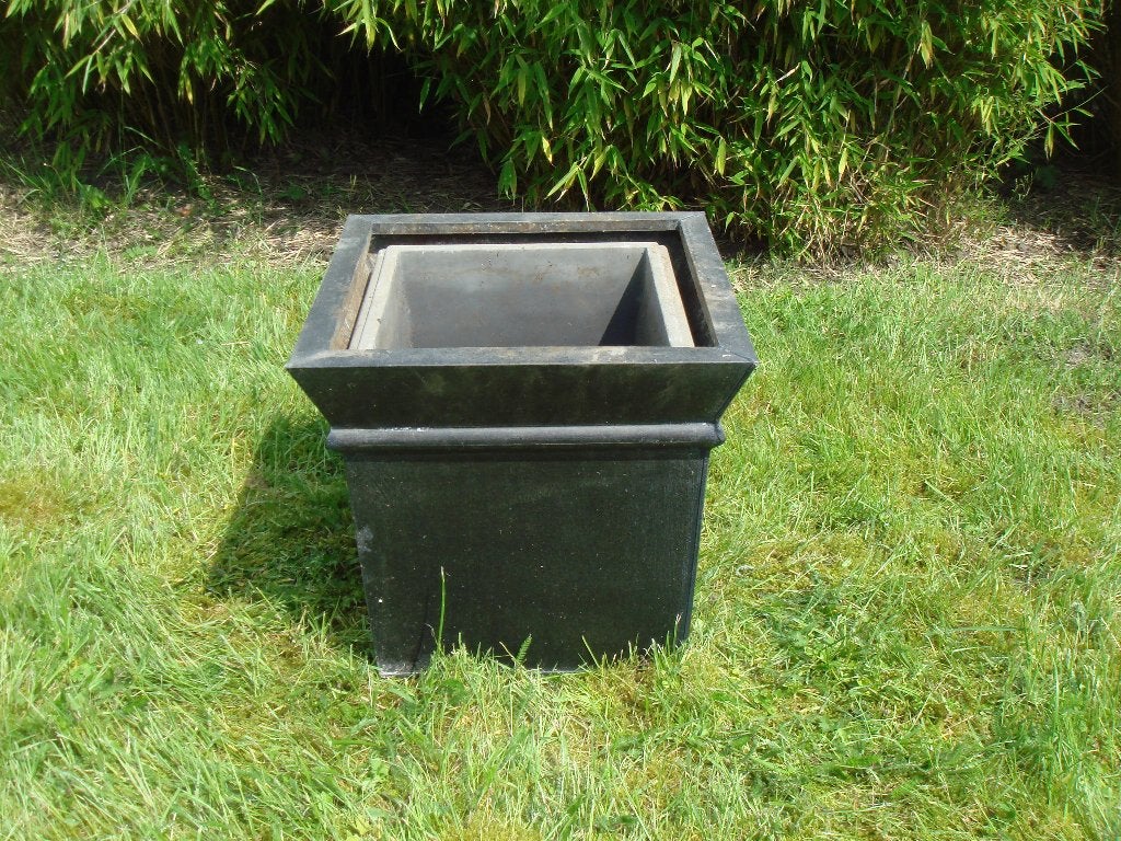 Plaatstalen bloempot plantenbak, Tuin en Terras, Gebruikt, Vierkant, Ophalen of Verzenden, Metaal
