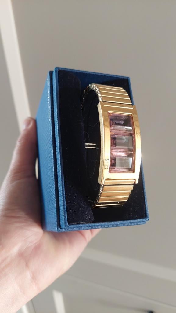 Swarovski armband met roze kristallen, Sieraden, Tassen en Uiterlijk, Armbanden, Met kristal, Gebruikt, Ophalen of Verzenden, Goud