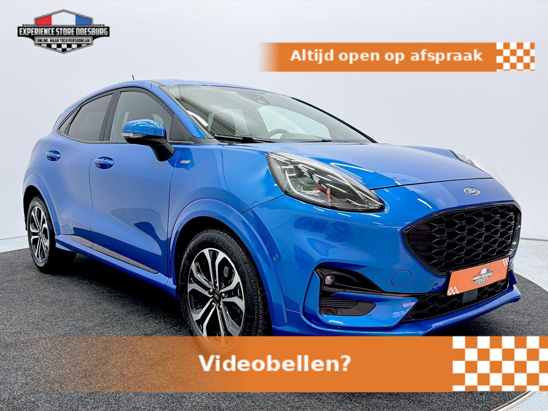 Ford Puma 1.0 EcoBoost Hybrid Titanium ST Line - Sportief en, Auto's, Euro 6, Met garantie (alle), Blauw, 665 kg
