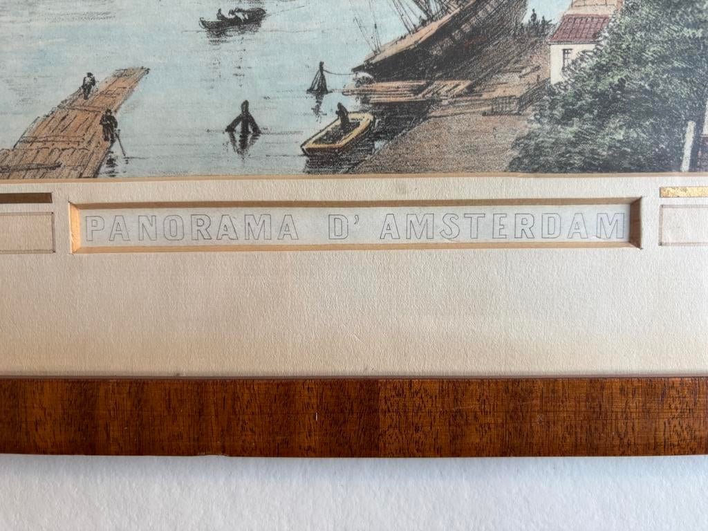 Antieke Steendruk 1856, Panorama Amsterdam, Buffa en zn., Antiek en Kunst, Kunst | Etsen en Gravures, 1800 - 1899, Met tekst, 72 cm