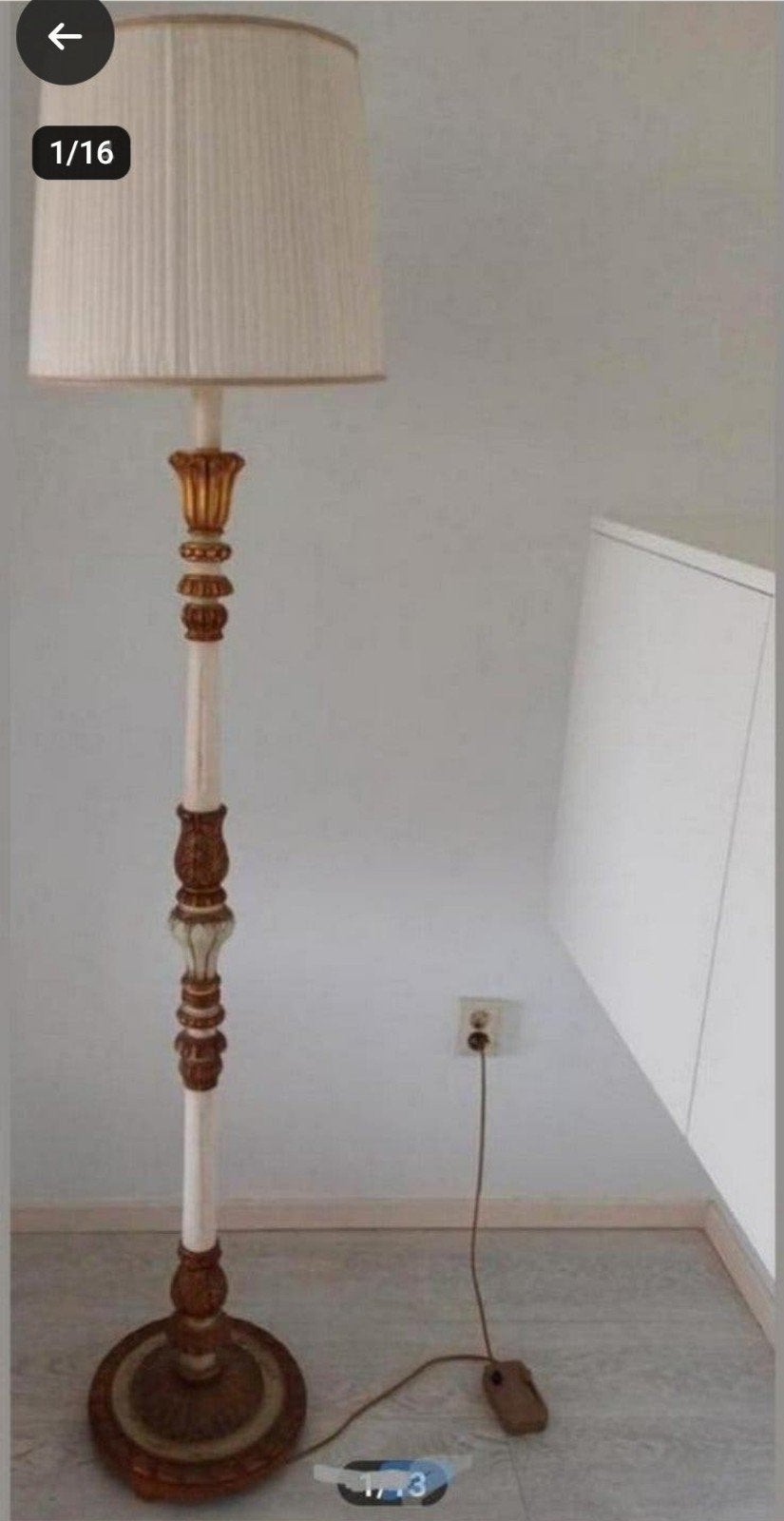 Klassieke staande lamp vloerlamp jaren 50 60 en dimmer, Ophalen, Gebruikt, Klassiek, Overige materialen
