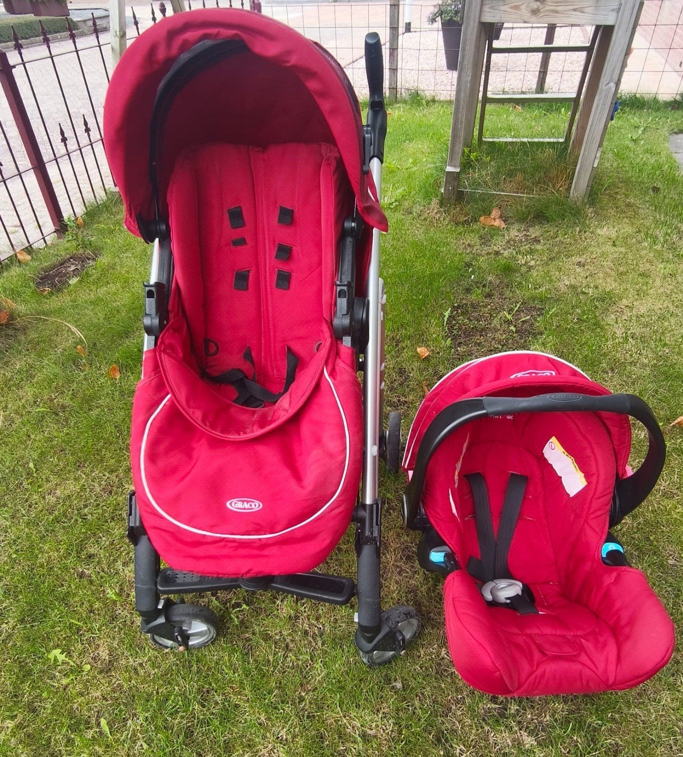 Graco kinderwagen met autostoel – rood – complete set, Ophalen of Verzenden, Gebruikt