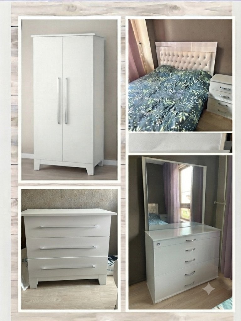 Compleet slaapkamer, Ophalen, Gebruikt, Wit, Tweepersoons