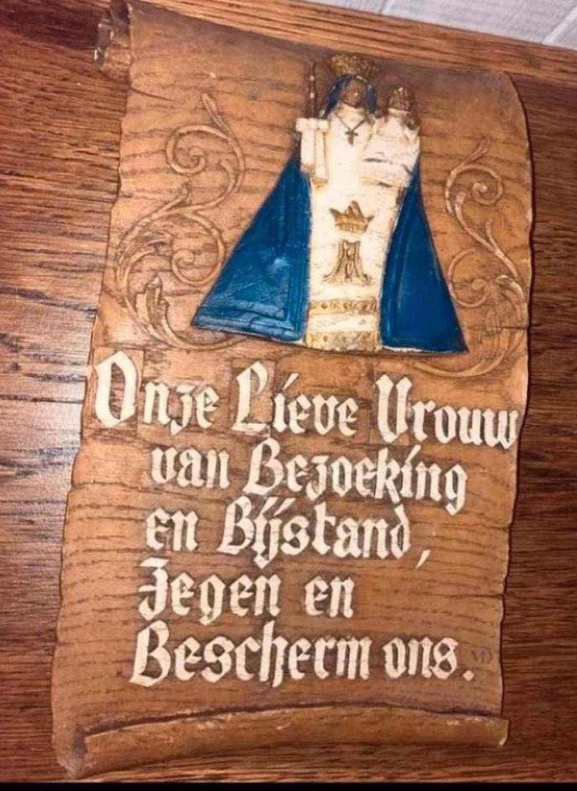 ONZE LIEVE VROUWE ,mooi zwaar wandbord….!!!, Antiek en Kunst, Ophalen of Verzenden