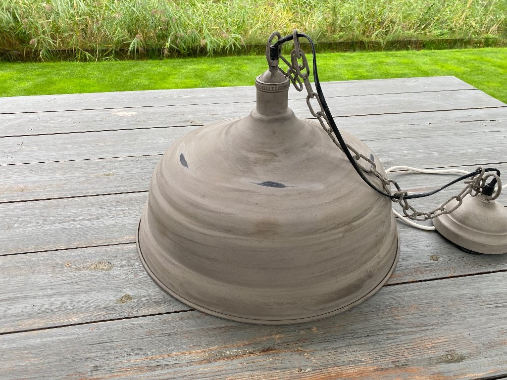 Prachtige industriële hanglamp metaal taupe kleur, Huis en Inrichting, Ophalen, Zo goed als nieuw, Metaal, E27 (groot)