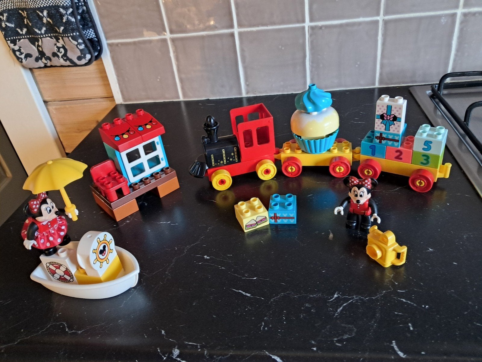 Duplo Mickey Mouse verjaardag en bootje., Ophalen of Verzenden, Zo goed als nieuw, Duplo