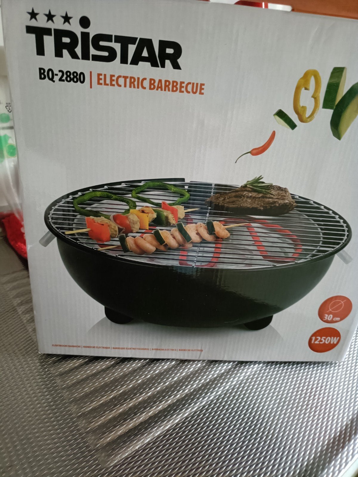 Tristar BQ-2880 Elektrische Barbecue - 1250W, 30cm, Ophalen of Verzenden, Zo goed als nieuw, Tristar