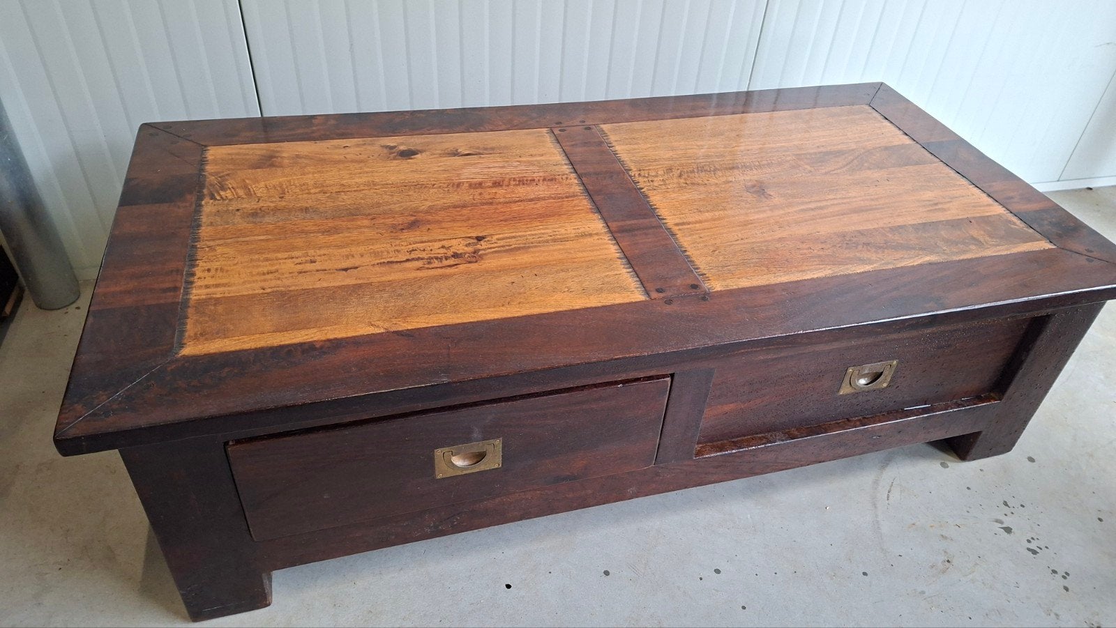 Salontafel met lades - Donker hout en licht blad, Ophalen, Gebruikt, Overige houtsoorten, Klassiek/Modern