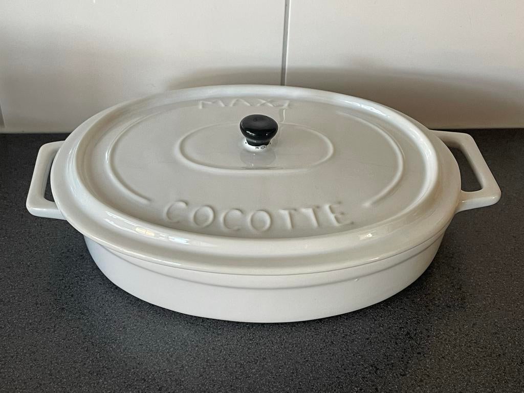Maxi Cocotte schaal met deksel - helemaal gaaf, Overige typen, Ophalen of Verzenden, Zo goed als nieuw, Steen/keramiek