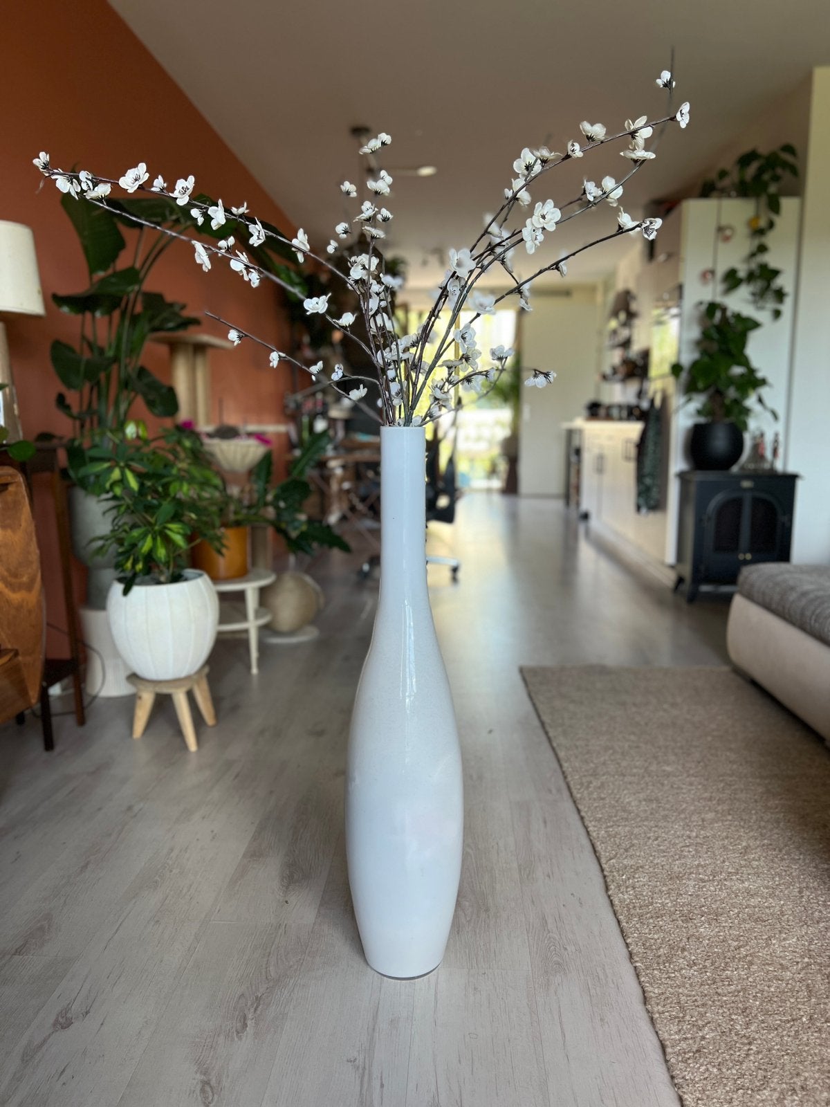 Hoge glazen vaas, Huis en Inrichting, Ophalen, Overige kleuren, 75 cm of meer, Glas