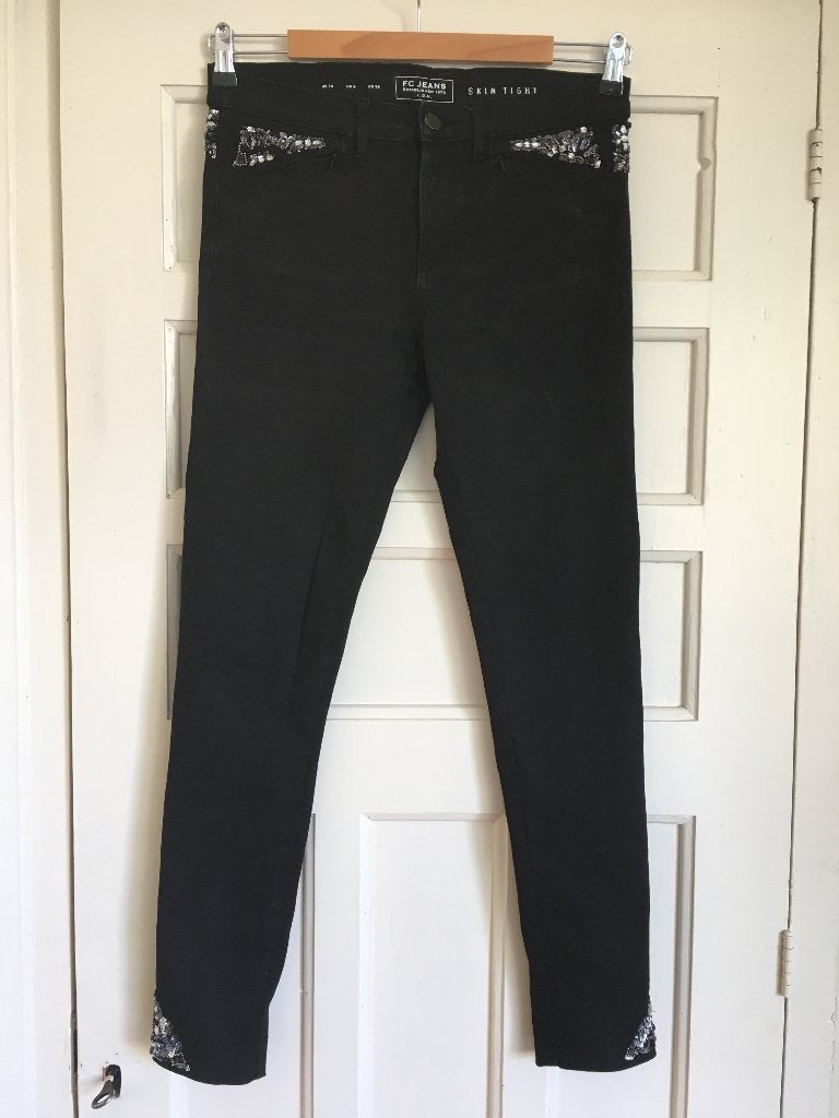 Zwarte jeans met pailletten van French Connection maat 38, Maat 38/40 (M), French Connection, Zwart, Ophalen of Verzenden