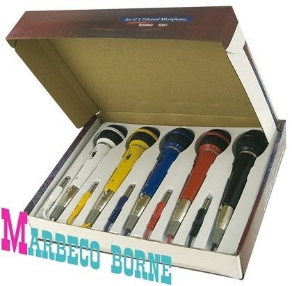 Microfoon dynamisch set van 5 stuks met XLR kabel, Colors, Nieuw, Fenton, Info@marbeco.nl, Zangmicrofoon