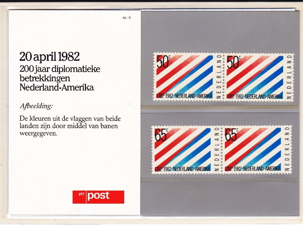 Nederland. Postzegelmapje  (M4)  200 jaar diplomatieke betr., Postzegels en Munten, Ophalen of Verzenden, Na 1940, Postfris