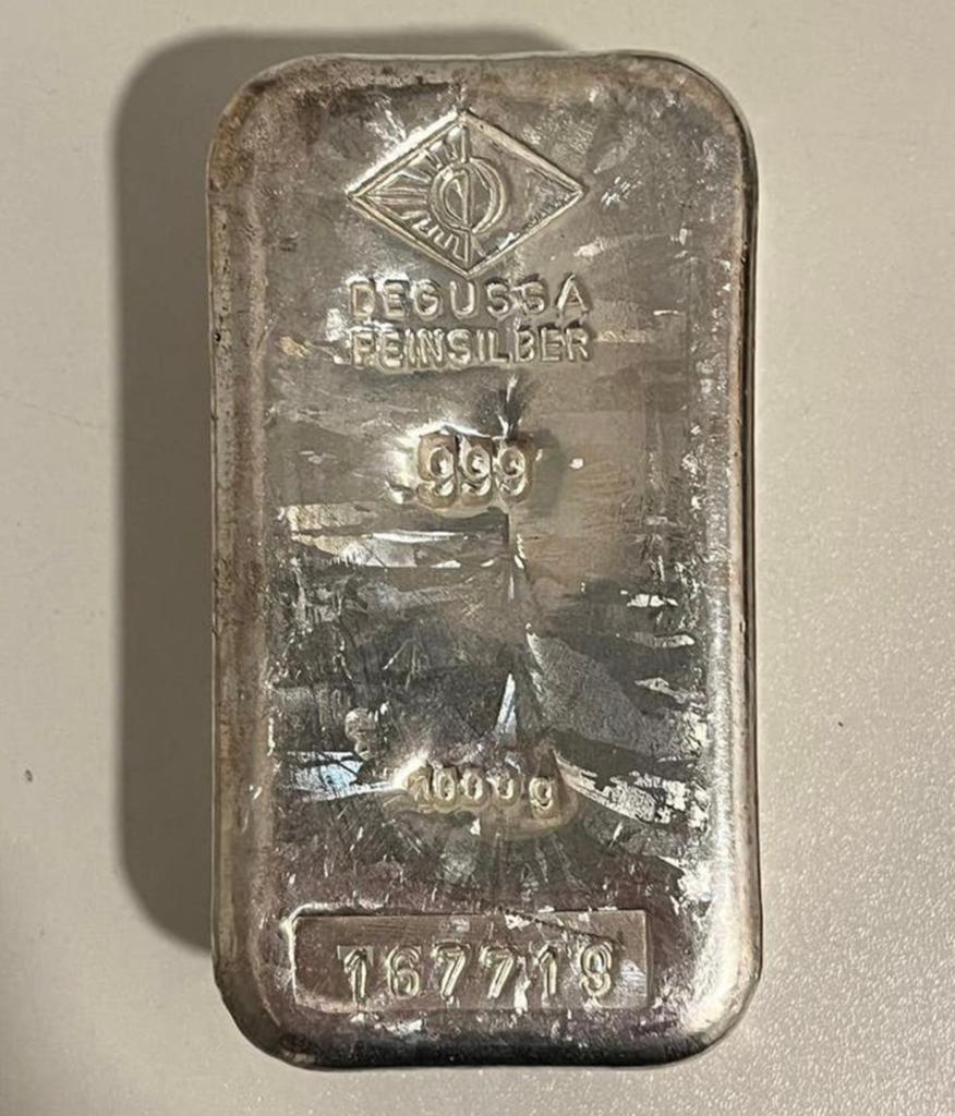 Kilo zilver .999 - Degussa, Postzegels en Munten, Edelmetalen en Baren, Ophalen of Verzenden, Zilver