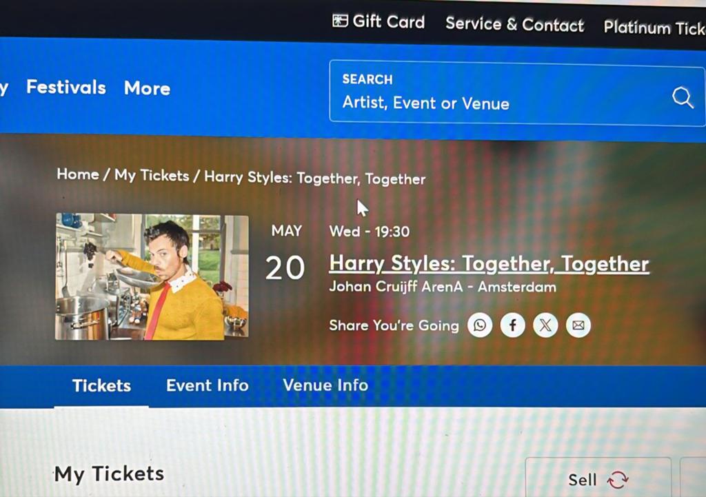 Twee staanplaatsen Harry Styles woensdag 20 mei, Twee personen, Mei