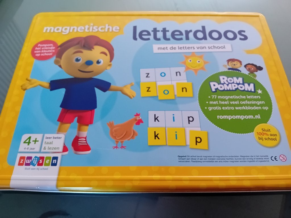 Rompompom magnetische letterdoos, Ophalen of Verzenden, Zo goed als nieuw, Taal en Lezen
