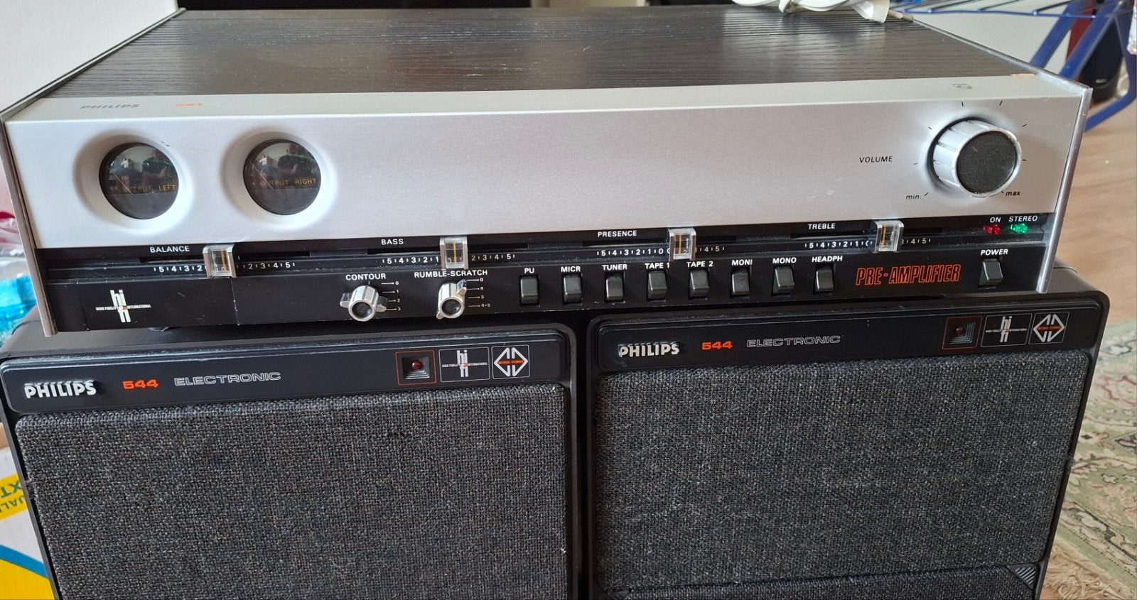 Philips MFB Set: 22RH551 Voorversterker & 2x 22RH544 Boxen, Audio, Tv en Foto, Luidsprekers, 150 watt of meer, Philips, Gebruikt