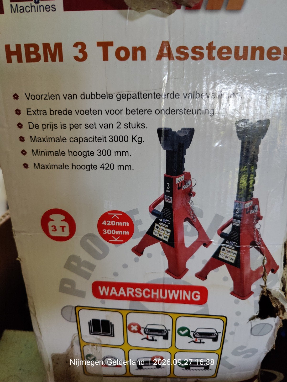 HBM 3 Ton Assteunen - Set van 2, Ophalen, Gebruikt