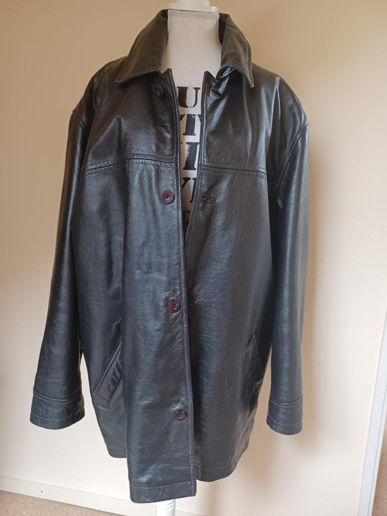 Echt Lederen jas leren jack, Kleding | Heren, Jassen | Winter, Zwart, Maat 56/58 (XL), Ophalen of Verzenden, Zo goed als nieuw