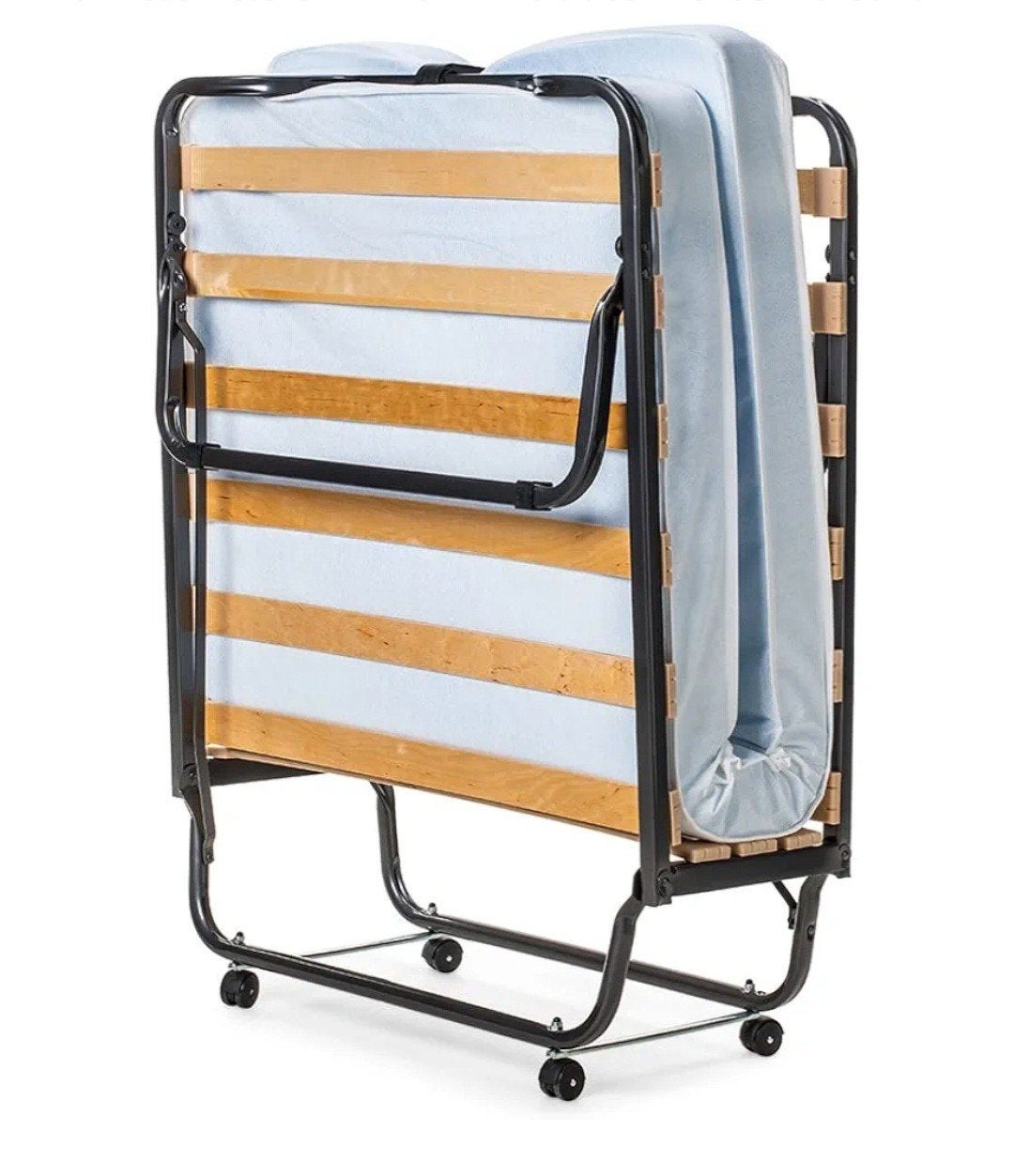 Opvouwbaar logeerbed met lattenbodem en matras, Ophalen, Eenpersoons, Zwart, 80 cm