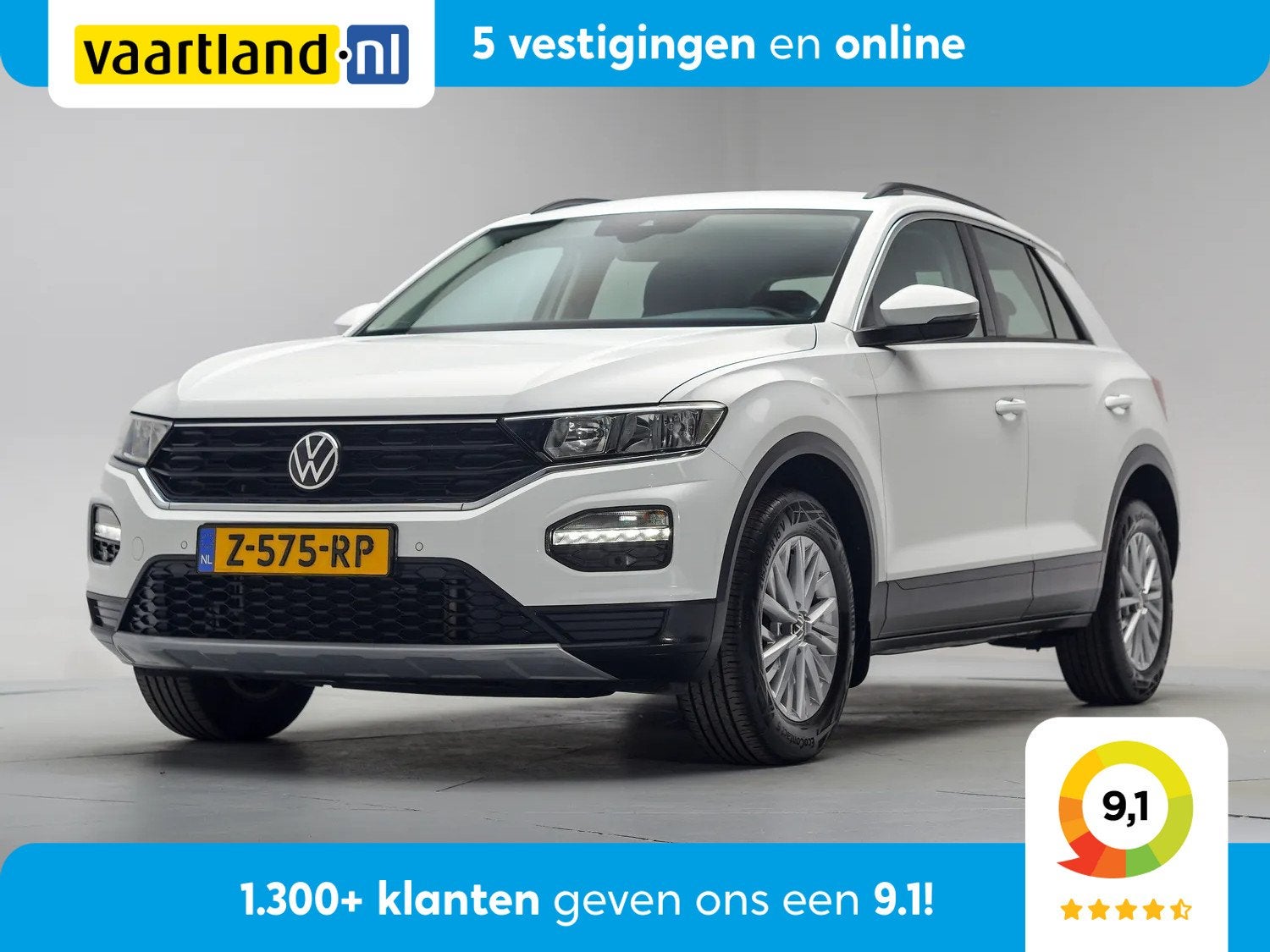 Volkswagen T-Roc 1.0 TSI Style Business [ Stoelverwarming Ad, Auto's, Gebruikt, 1194 kg, Wit, Bedrijf