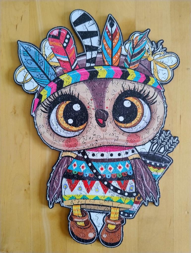 Wooden Puzzle Schattige Steenuil 63g A4 210 houten stukjes, Ophalen of Verzenden, Minder dan 500 stukjes, Zo goed als nieuw, Legpuzzel