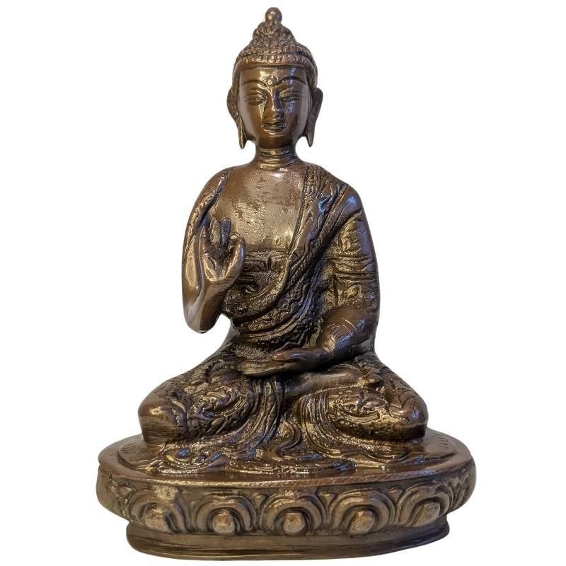 Antique Bronze Buddha – Vitarka Mudra – 121, Gebruikt, Ophalen of Verzenden, 18 cm, Goud