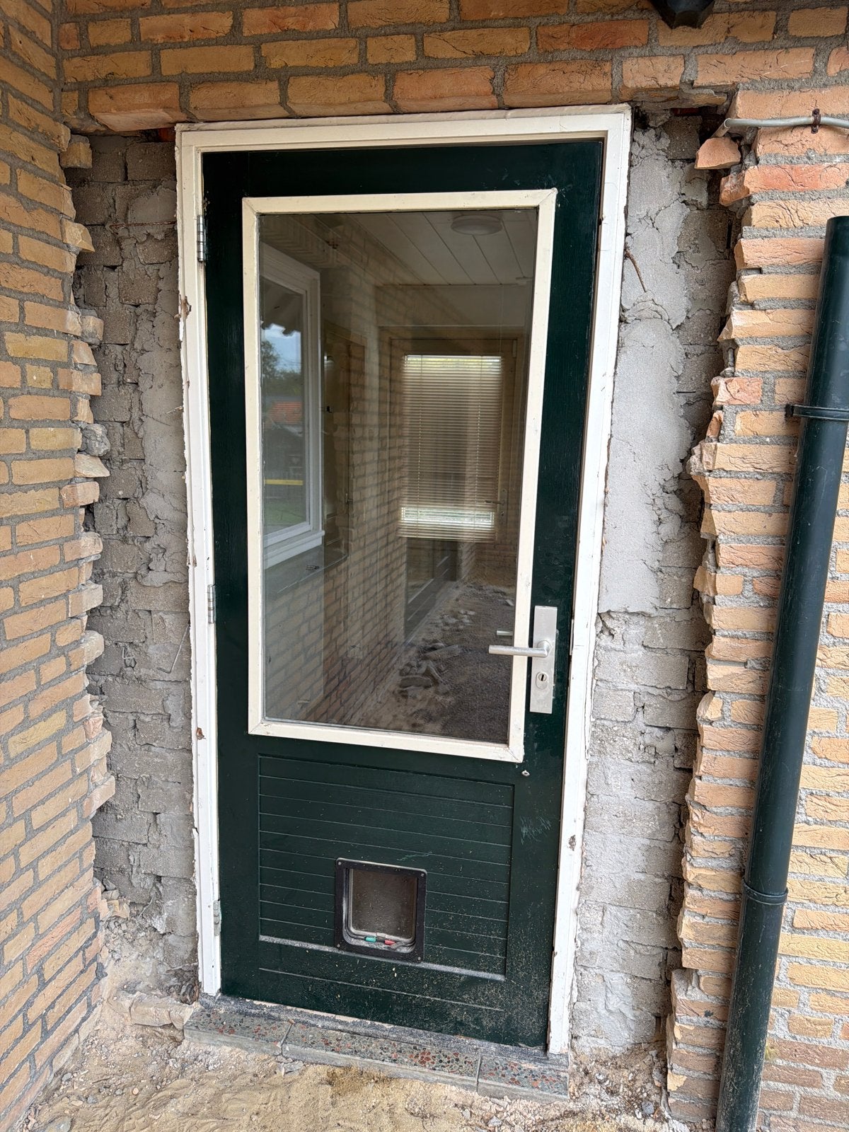 Gebruikte buitendeur met glas en kattenluik, Ophalen, Gebruikt, 80 tot 100 cm, 200 tot 215 cm
