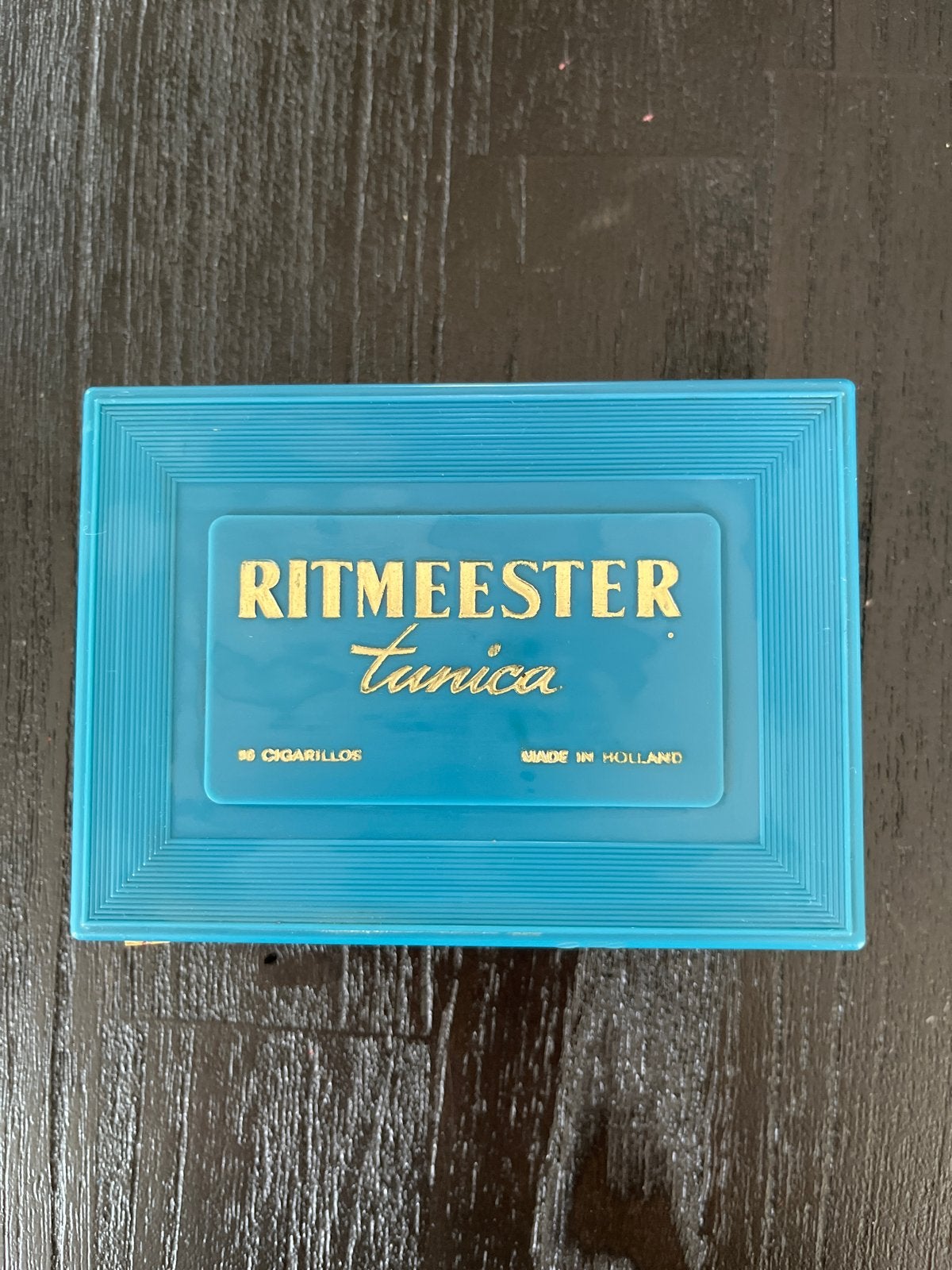 Vintage Ritmeester Tunica sigarendoosje, blauw, Ophalen of Verzenden, Gebruikt, Tabaksdoos of Verpakking