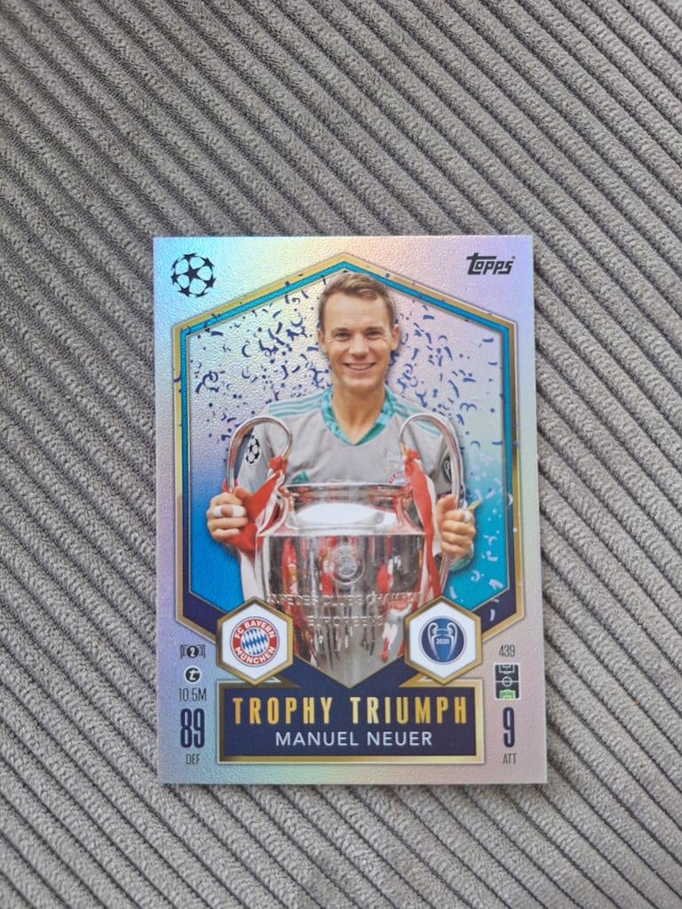 Topps Voetbalkaart Manuel Neuer Trophy Triumph Bayern, Ophalen of Verzenden, Buitenlandse clubs, Poster, Plaatje of Sticker