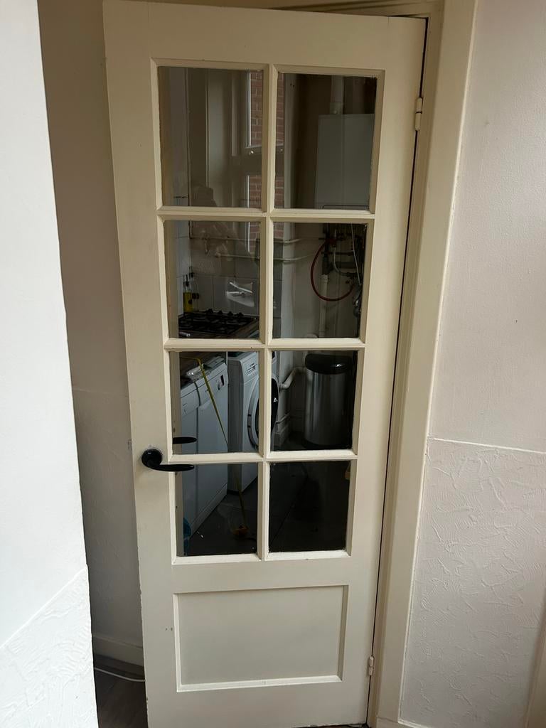 Paneeldeur jaren 30 huis 8 glas vlakken, Ophalen, Gebruikt, Minder dan 80 cm, Binnendeur