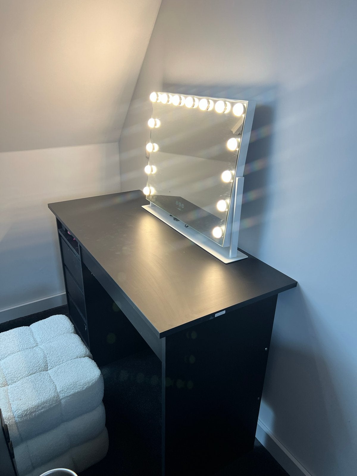 Kaptafel met spiegel en verlichting, Huis en Inrichting, Tafels | Kaptafels, Gebruikt, 100 tot 150 cm, Ophalen of Verzenden, Minder dan 100 cm