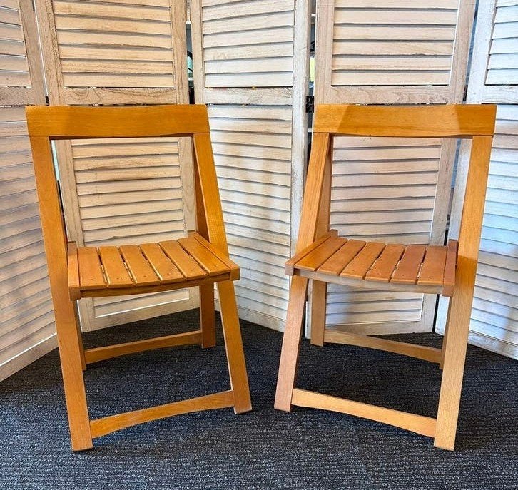 klapstoelen Aldo Jacober voor Alberto Bazzani houten stoelen, Ophalen, Gebruikt, Bruin, Vintage