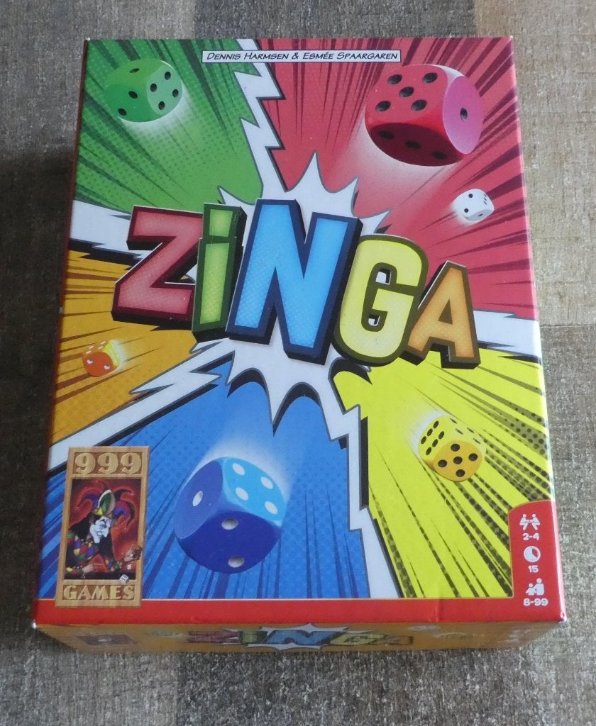 999 Games - Zinga Dobbelspel - Reactiespel vanaf 8 jaar., Een of twee spelers, Ophalen of Verzenden, Zo goed als nieuw, 999games