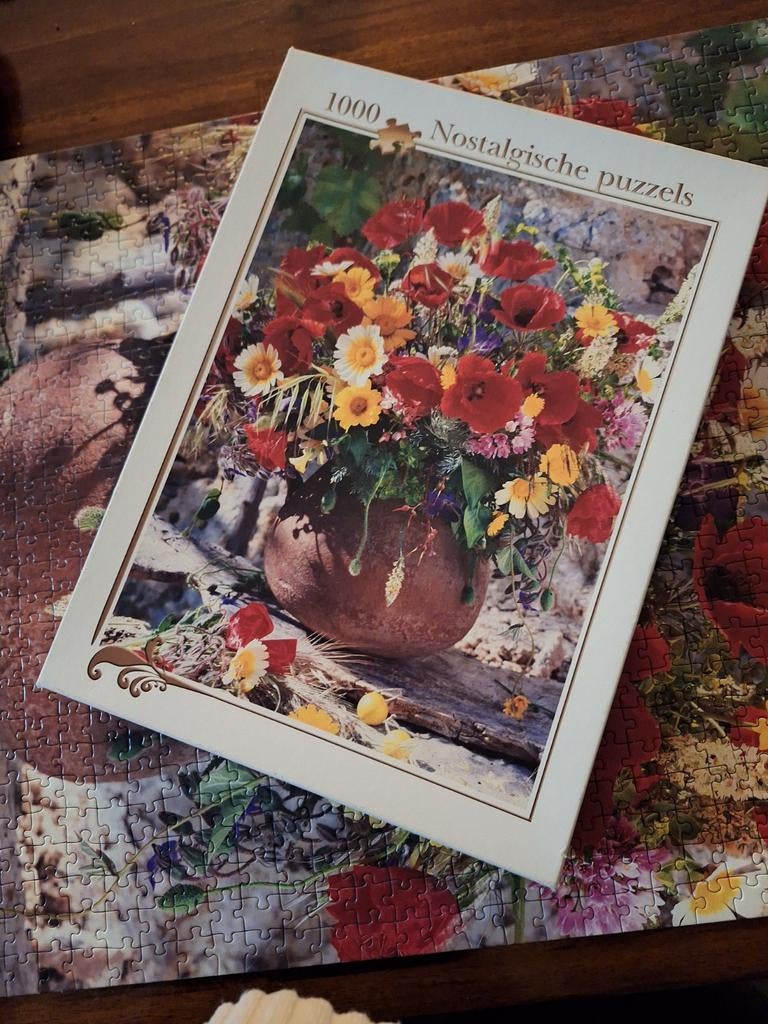 Bloemen in Vaas 1000 stukjes puzzel, Ophalen, 500 t/m 1500 stukjes, Zo goed als nieuw