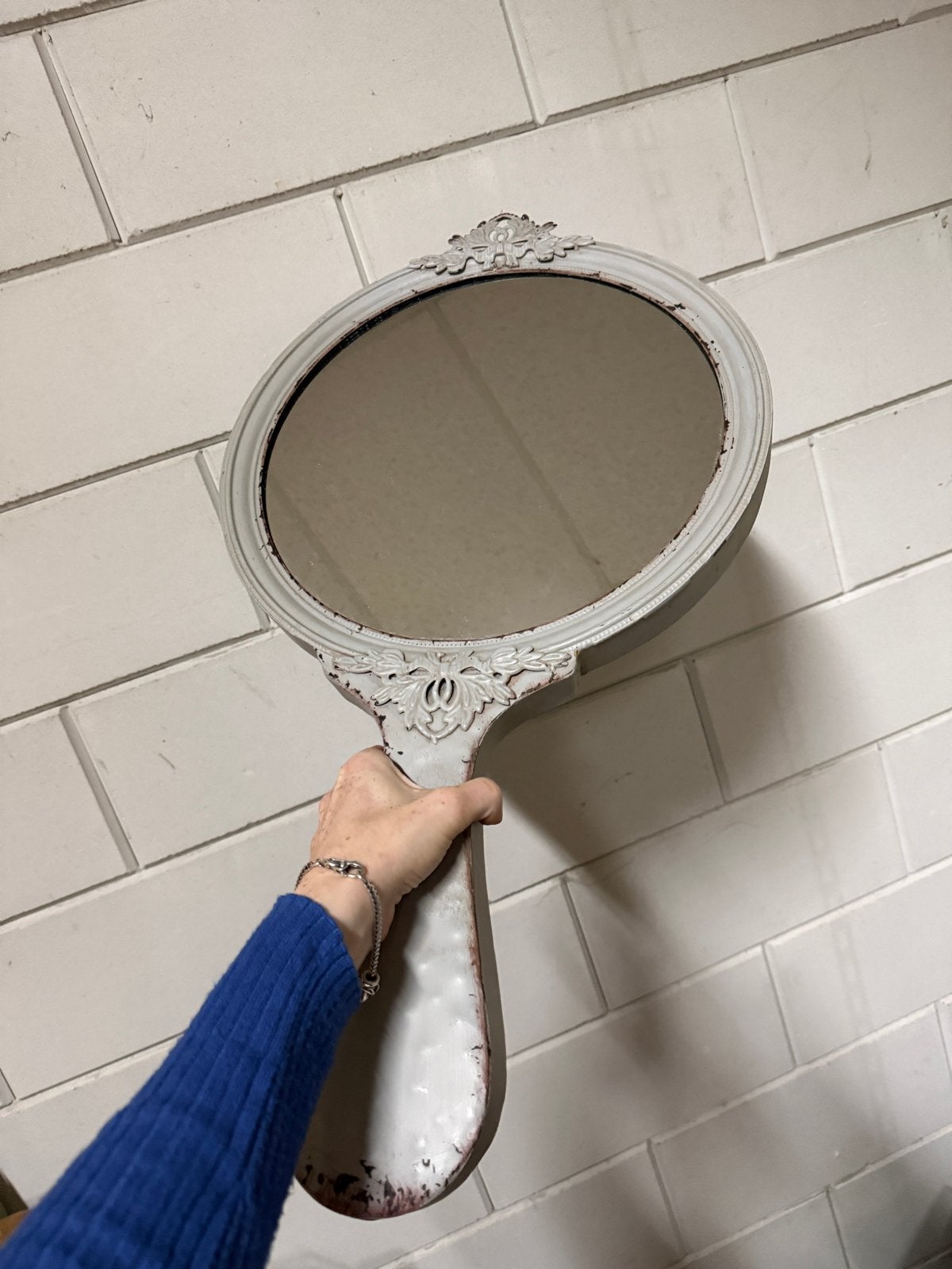 Vintage Handspiegel Ovaal - Decoratief en Functioneel, Ophalen, Overige vormen, 50 tot 100 cm, 100 tot 150 cm